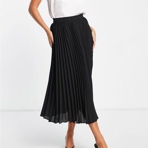 ASOS Black Pleated Midi Skirt